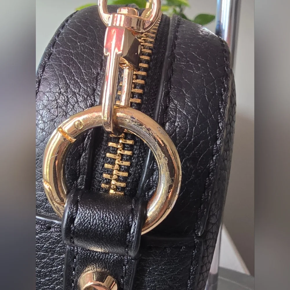 Michael Kors Black Pebbled Leather Camera Style Crossbody Bag